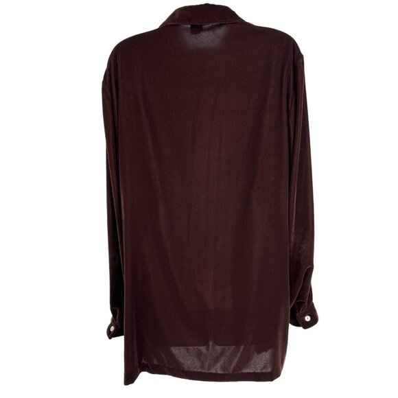 Lands' End Long Sleeve Button Front Velvet Blouse Size 16 - Picture 2 of 7